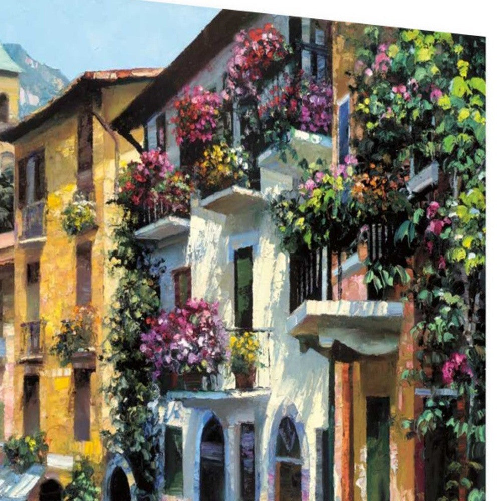 HomeRoots 24" Village Pathway and Colorful Buildings Giclee Wrap Canvas Wall Art