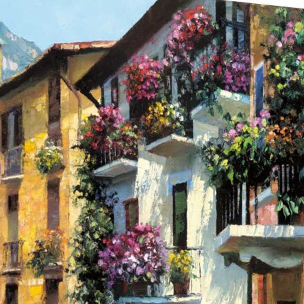 HomeRoots 24" Village Pathway and Colorful Buildings Giclee Wrap Canvas Wall Art