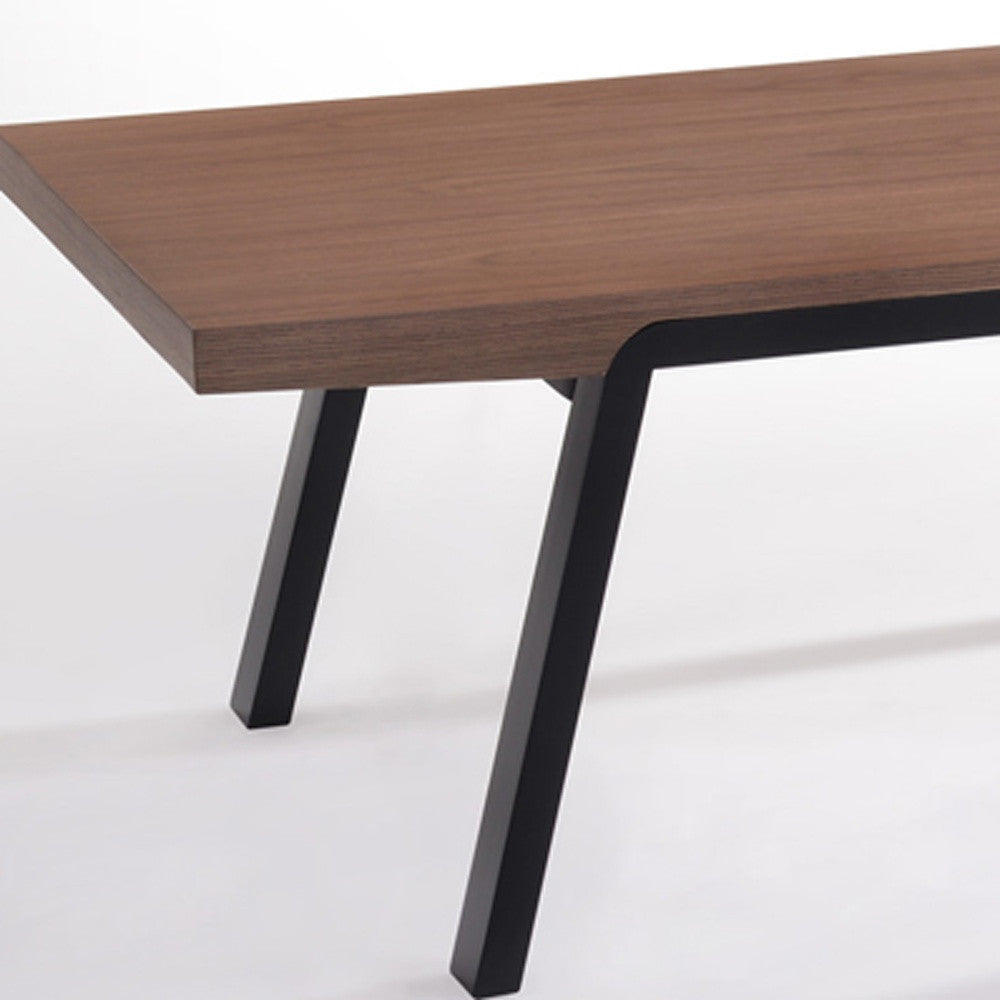HomeRoots 24" Walnut Wood and Black Metal Coffee Table