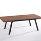 HomeRoots 24" Walnut Wood and Black Metal Coffee Table