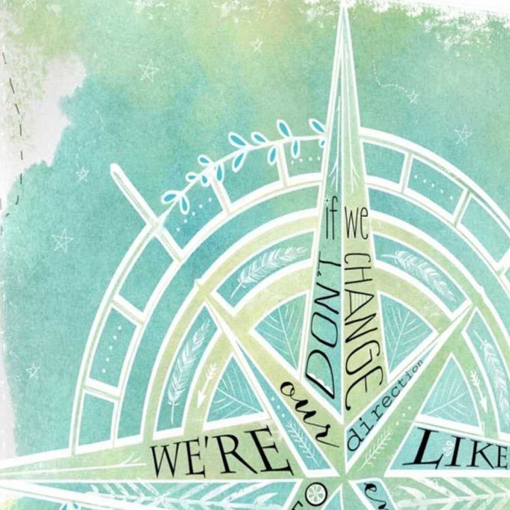 HomeRoots 24" Watercolor Adventurous Compass 2 Giclee Wrap Canvas Wall Art
