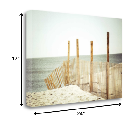 HomeRoots 24" White Beach Wooden Sand Fence Giclee Wrap Canvas Wall Art