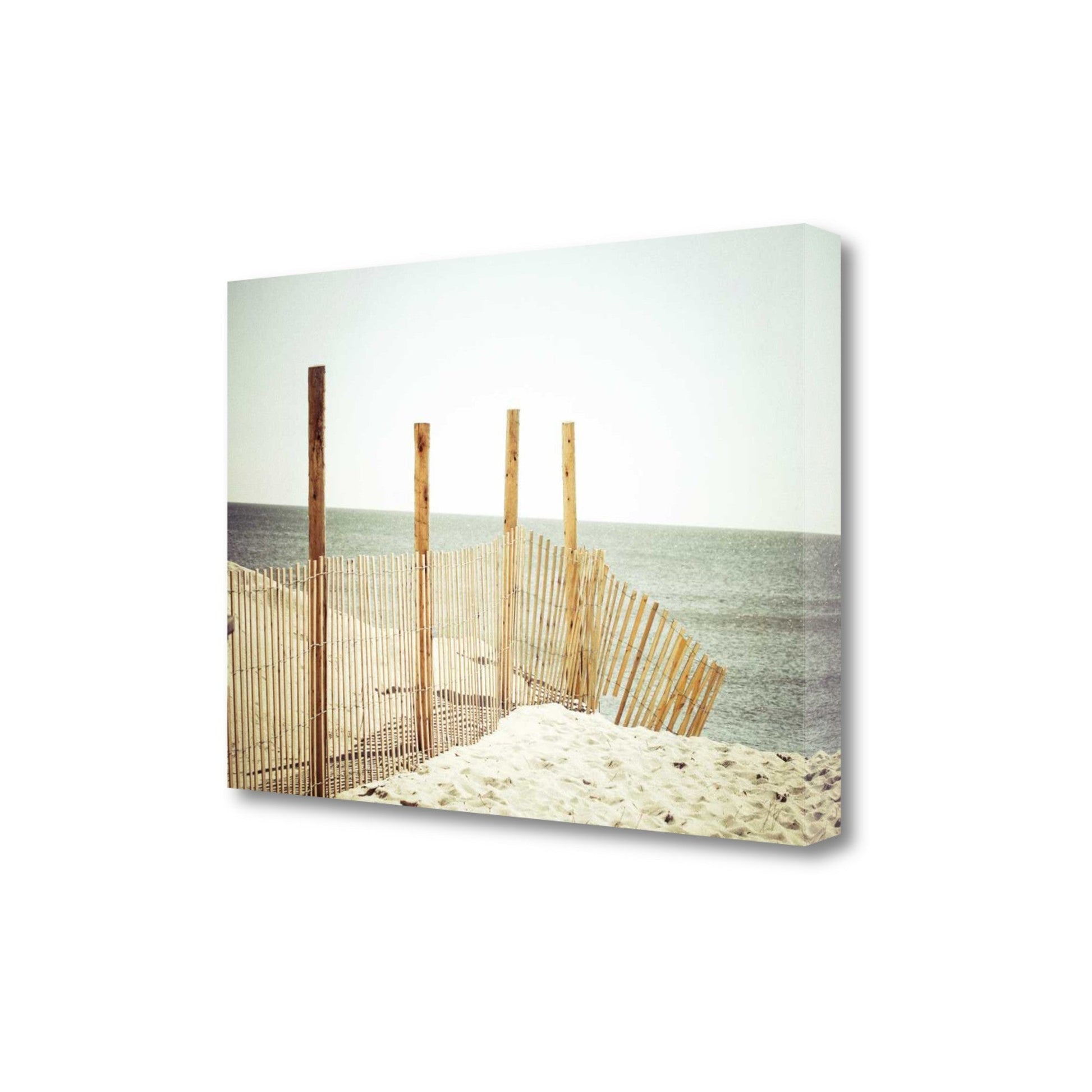 HomeRoots 24" White Beach Wooden Sand Fence Giclee Wrap Canvas Wall Art