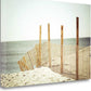 HomeRoots 24" White Beach Wooden Sand Fence Giclee Wrap Canvas Wall Art