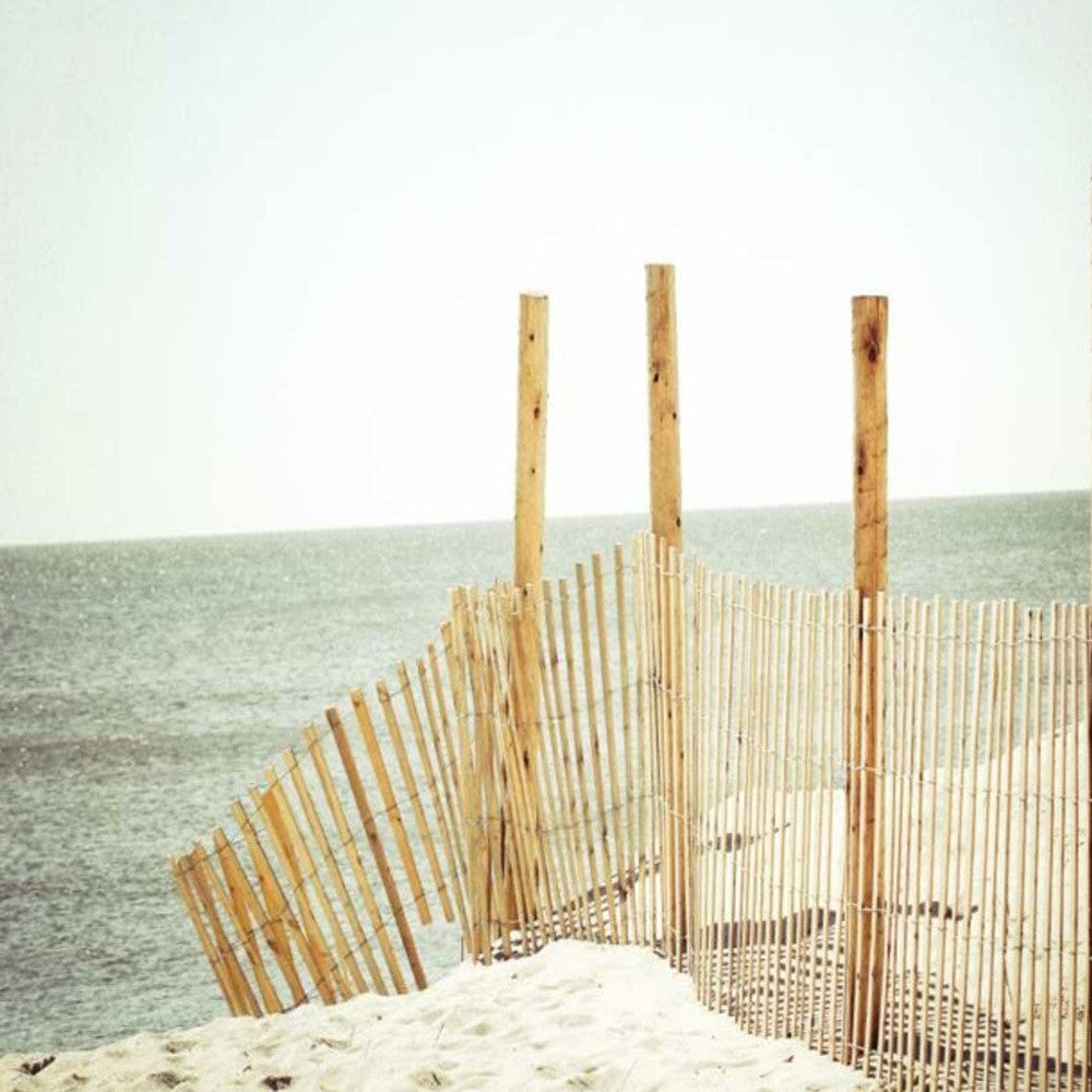 HomeRoots 24" White Beach Wooden Sand Fence Giclee Wrap Canvas Wall Art
