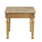 HomeRoots 24" White Faux Marble Mirrored End Table With Antique Gold Finish