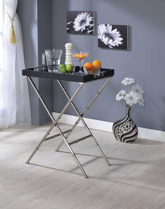 HomeRoots 24' x 15' x 31' Black Wood Tray Table