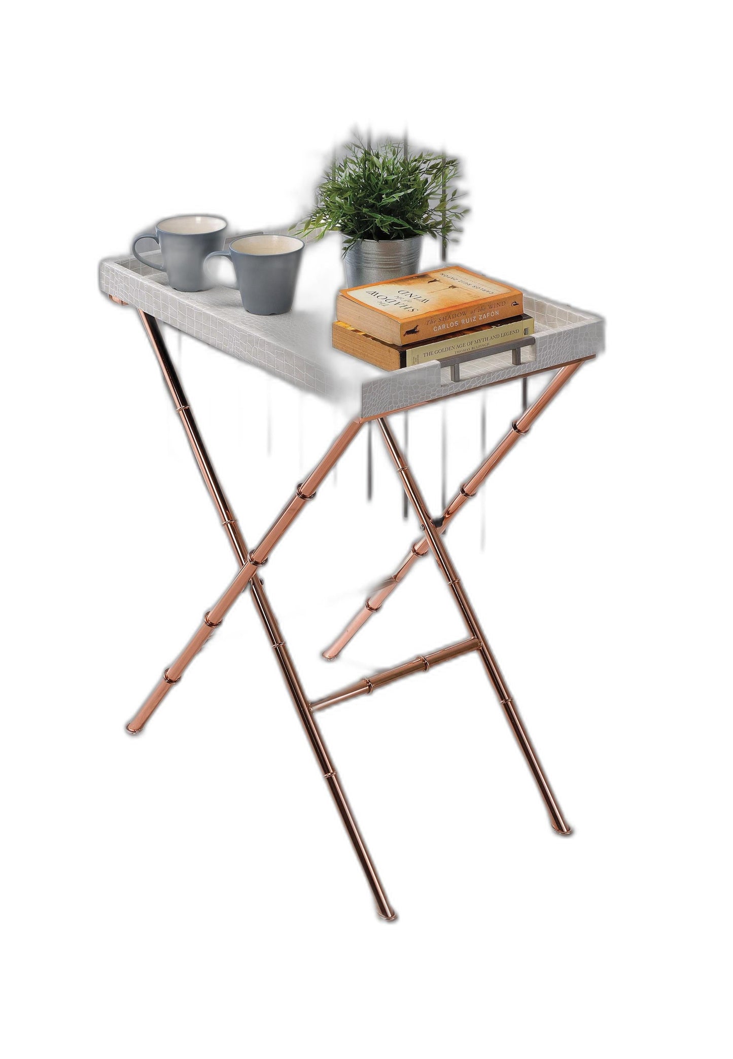 HomeRoots 24' x 15' x 31' Ivory Wood Tray Table