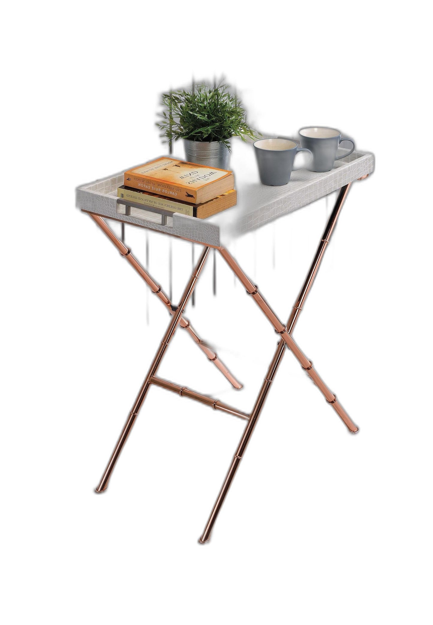 HomeRoots 24' x 15' x 31' Ivory Wood Tray Table