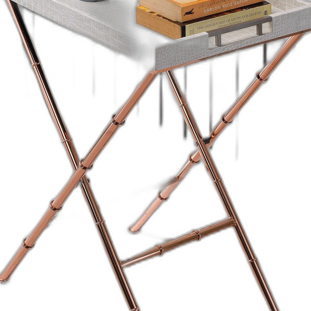 HomeRoots 24' x 15' x 31' Ivory Wood Tray Table