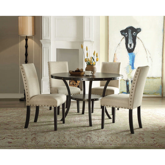 HomeRoots 24" x 19" x 39" Beige Fabric Side Chair In Set Of Two