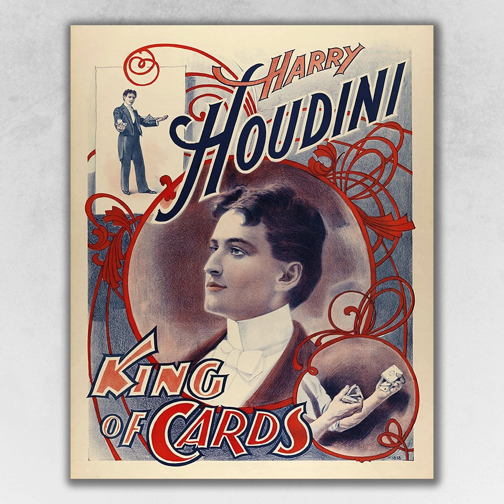 HomeRoots 24" x 20" Houdini King of Cards Vintage Magic Poster Wall Art