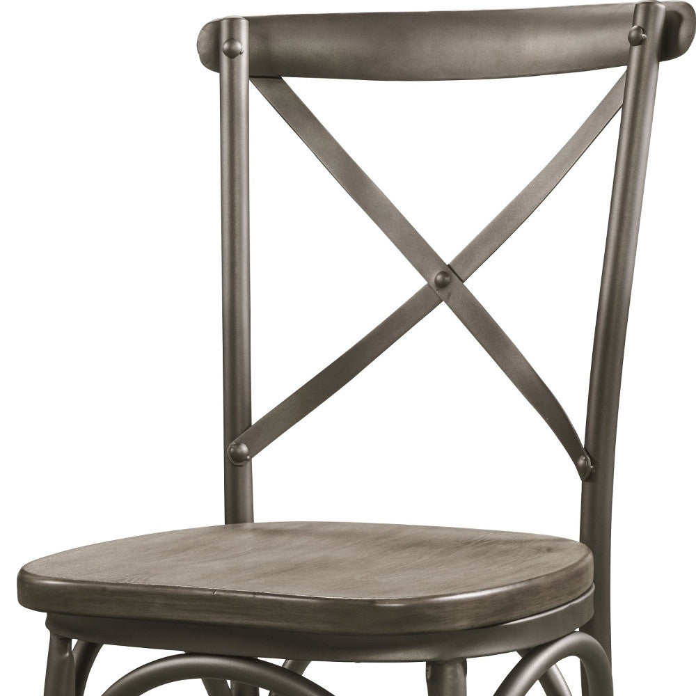 HomeRoots 24" x 20" x 37" Gray Oak And Sandy Gray Side Chair In Set Of Two