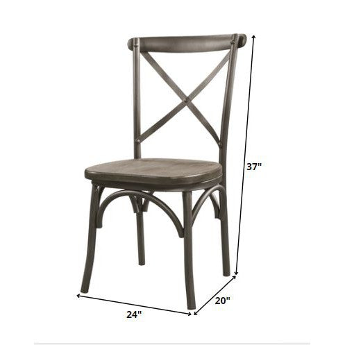 HomeRoots 24" x 20" x 37" Gray Oak And Sandy Gray Side Chair In Set Of Two