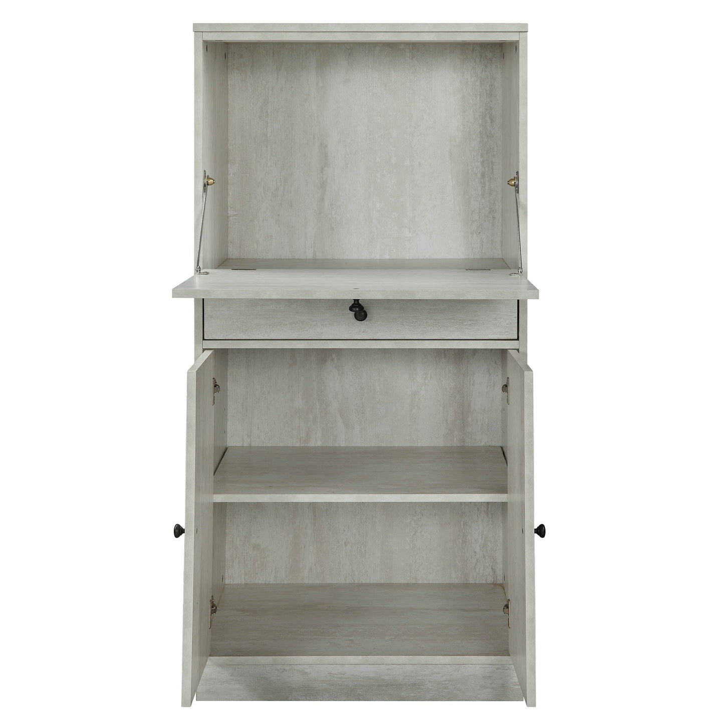 HomeRoots 24" x 20" x 52" MDF Wine Cabinet In Antique White Finish