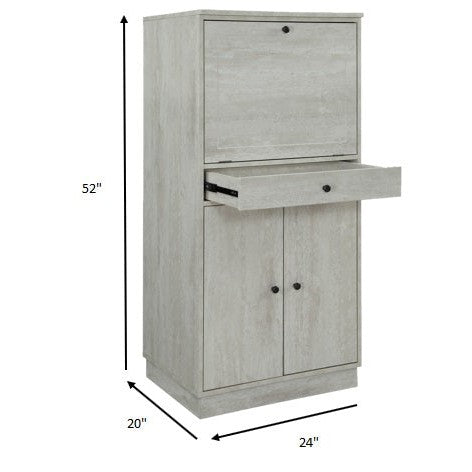 HomeRoots 24" x 20" x 52" MDF Wine Cabinet In Antique White Finish