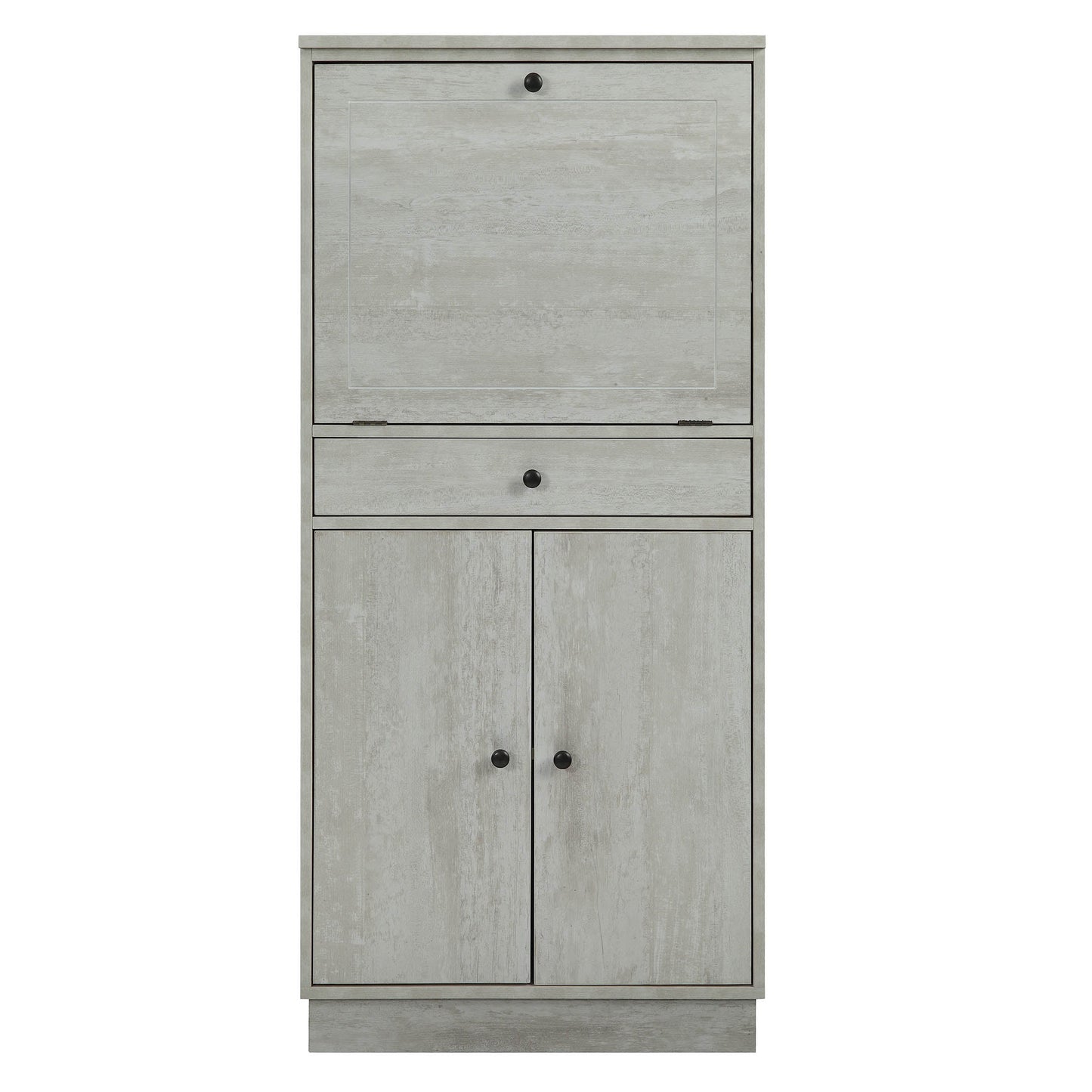 HomeRoots 24" x 20" x 52" MDF Wine Cabinet In Antique White Finish