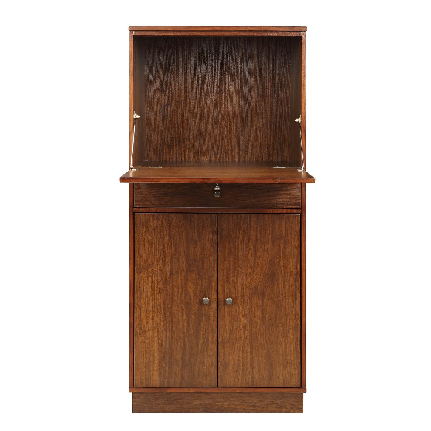 HomeRoots 24" x 20" x 52" MDF Wine Cabinet In Walnut Finish