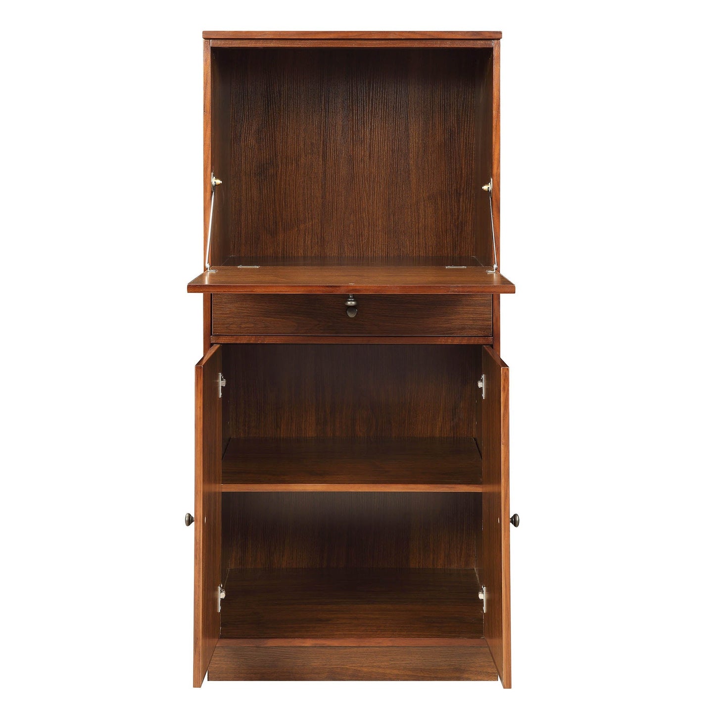 HomeRoots 24" x 20" x 52" MDF Wine Cabinet In Walnut Finish