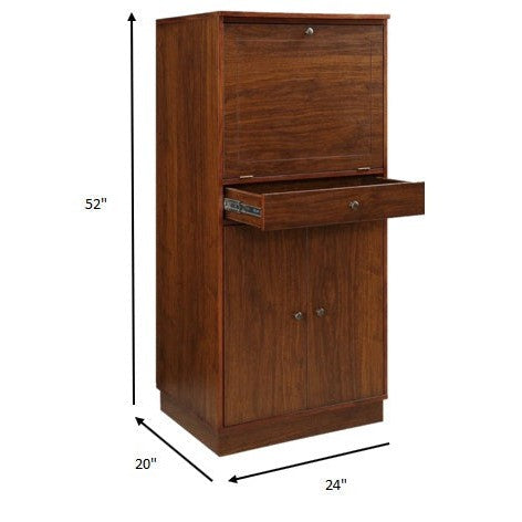 HomeRoots 24" x 20" x 52" MDF Wine Cabinet In Walnut Finish