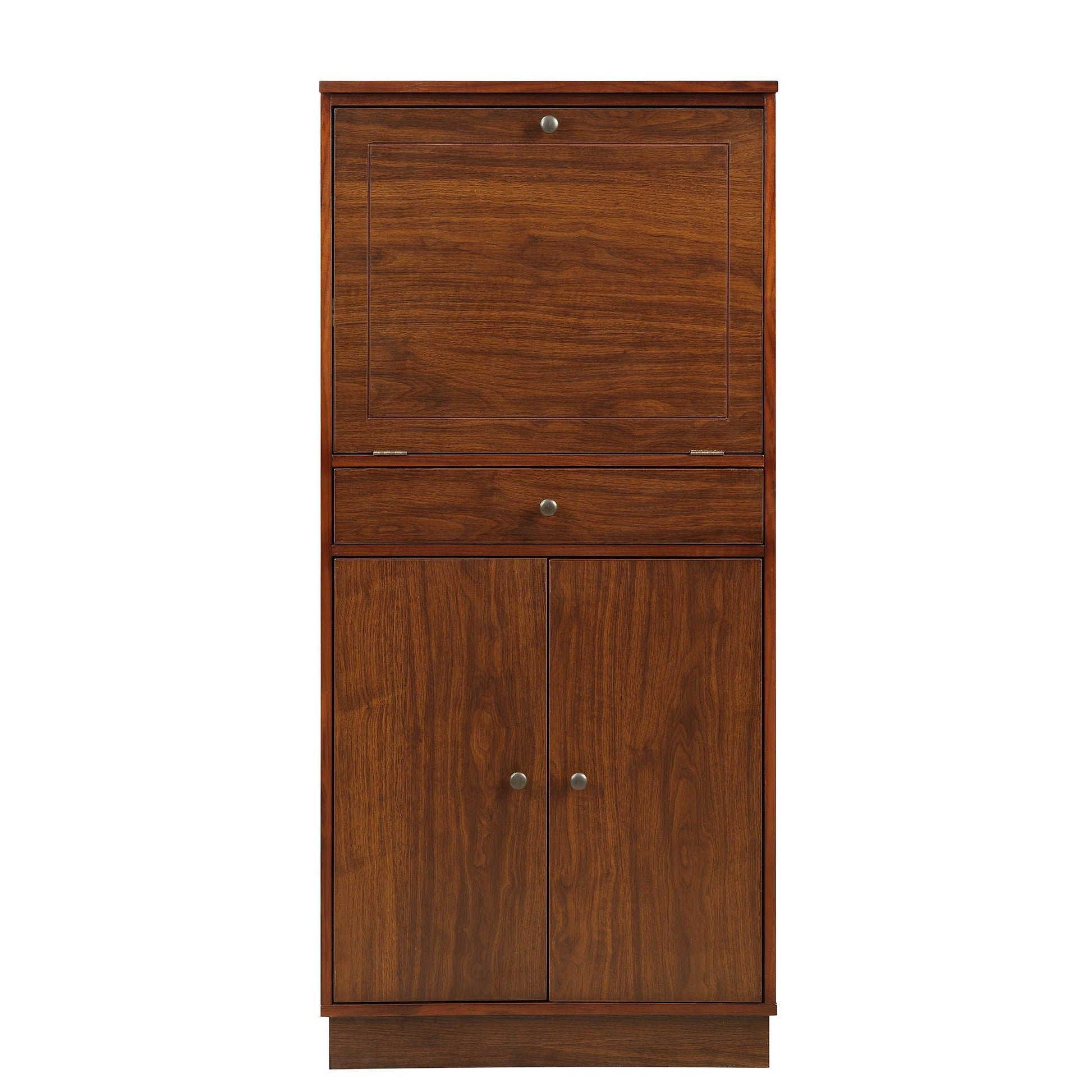 HomeRoots 24" x 20" x 52" MDF Wine Cabinet In Walnut Finish