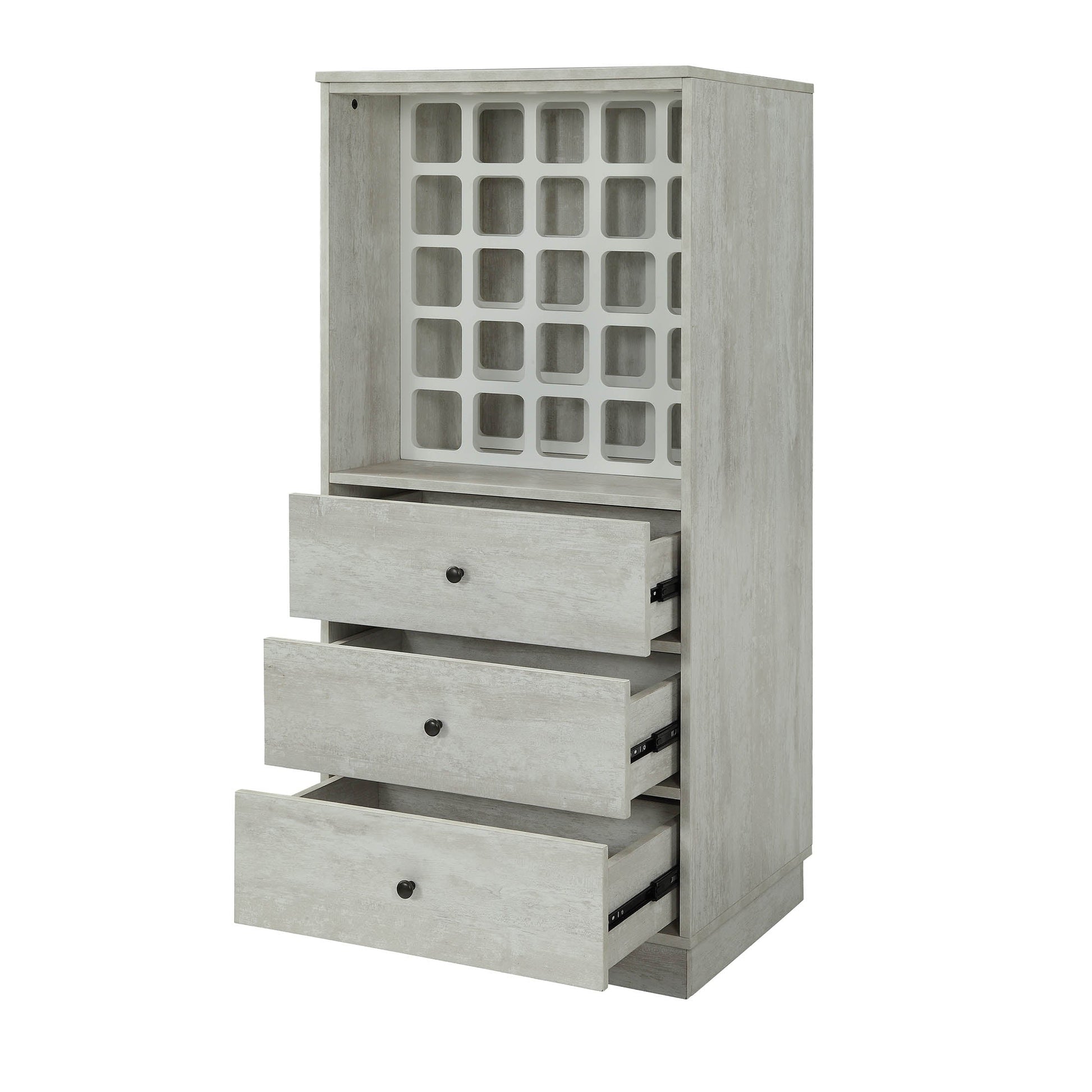 HomeRoots 24" x 20" x 52" Wine MDF Cabinet In Antique White Finish