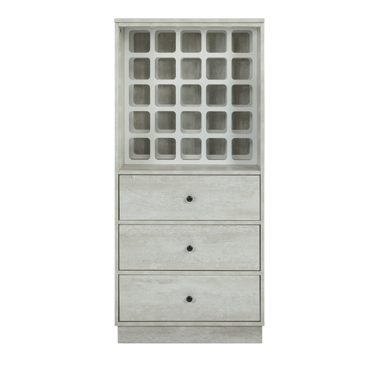 HomeRoots 24" x 20" x 52" Wine MDF Cabinet In Antique White Finish