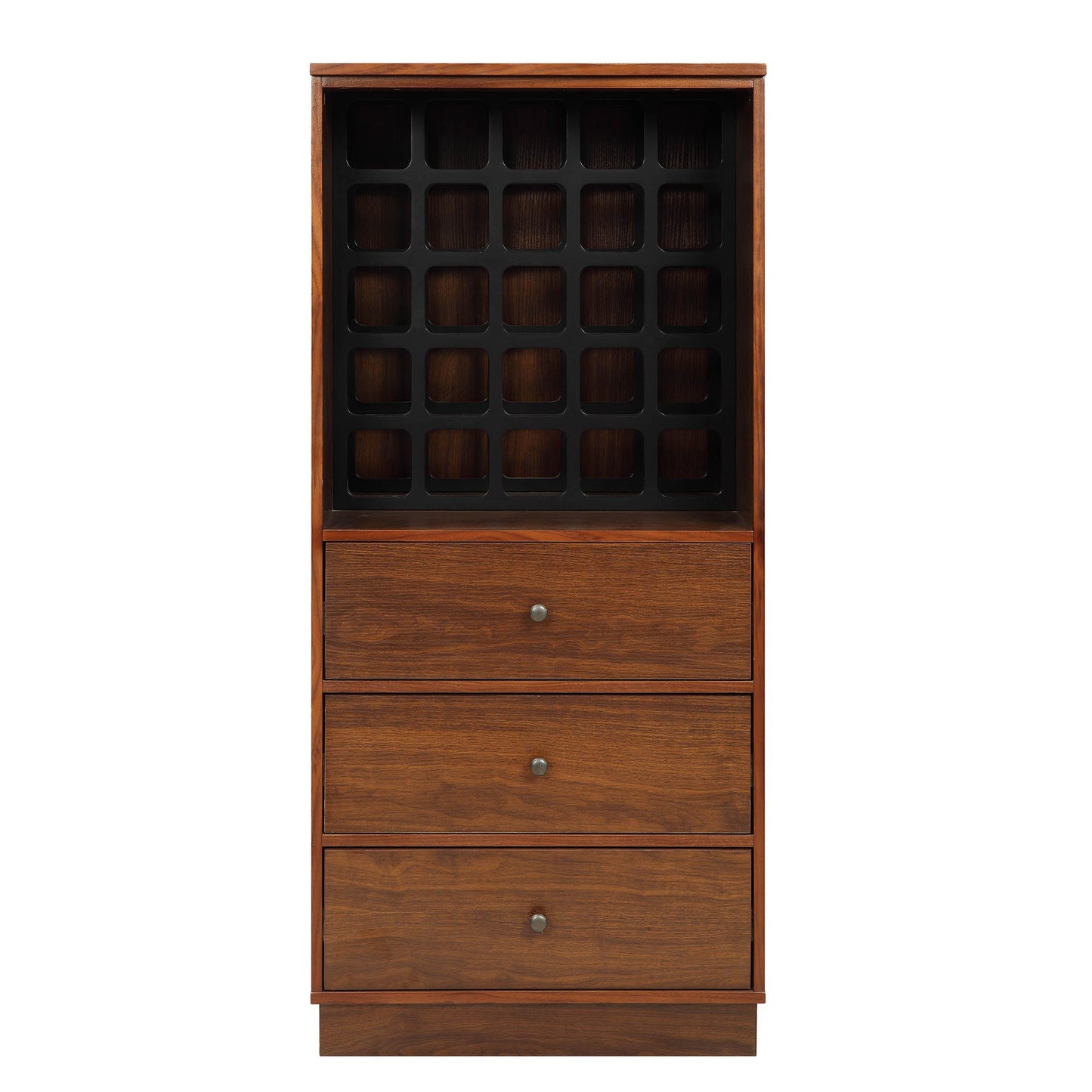 HomeRoots 24" x 20" x 52" Wine MDF Cabinet In Walnut Finish