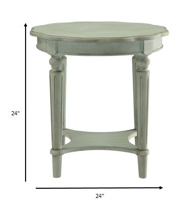 HomeRoots 24" x 24" x 24" Antique Green Solid Wood End Table