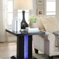 HomeRoots 24" x 24" x 24" Black LED Wood And Glass End Table