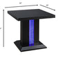 HomeRoots 24" x 24" x 24" Black LED Wood And Glass End Table