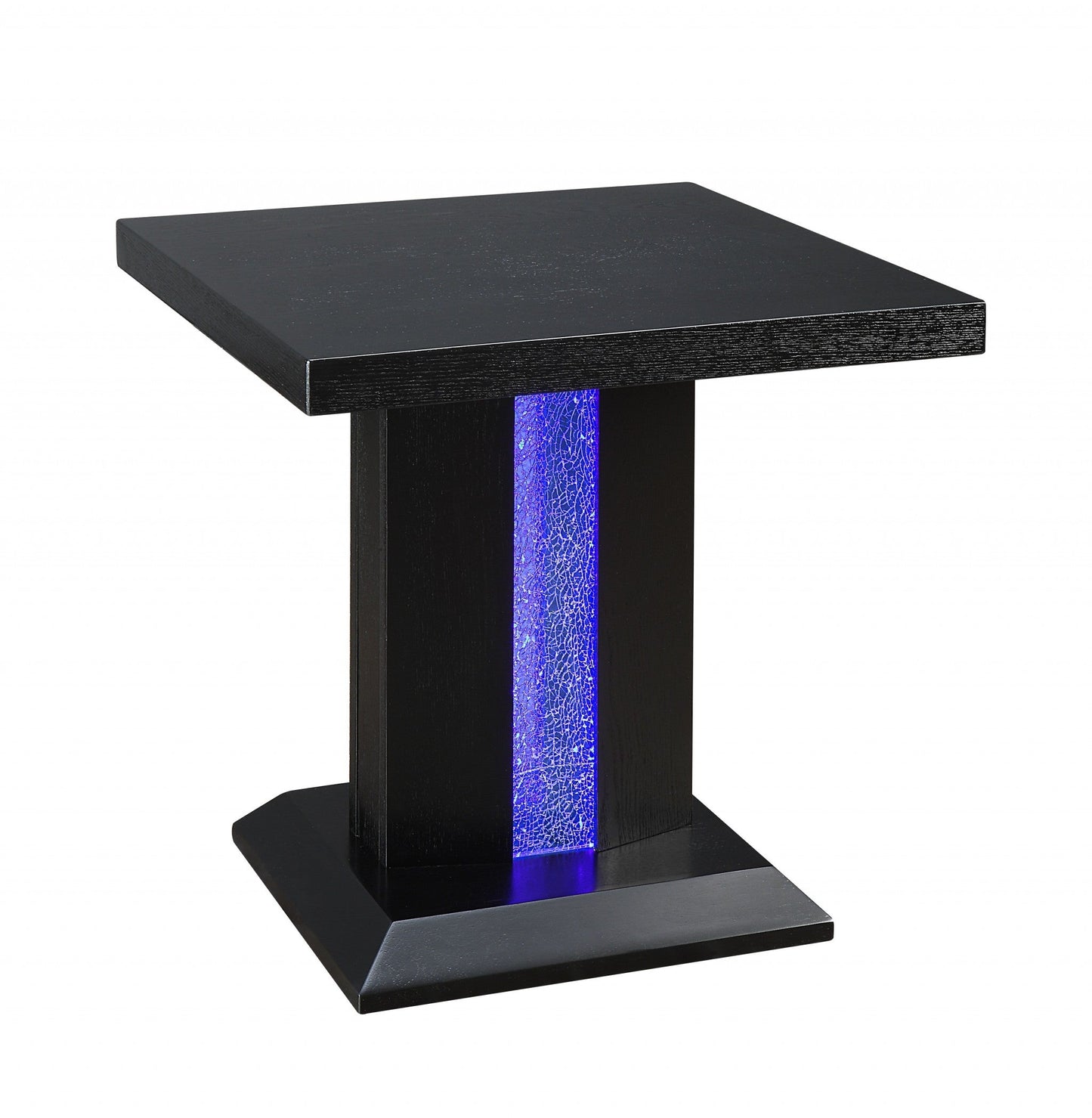 HomeRoots 24" x 24" x 24" Black LED Wood And Glass End Table