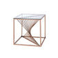 HomeRoots 24" x 24" x 24" Brushed Copper And Clear Glass End Table