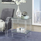 HomeRoots 24" x 24" x 24" Chrome Clear Acrylic And Glass End Table