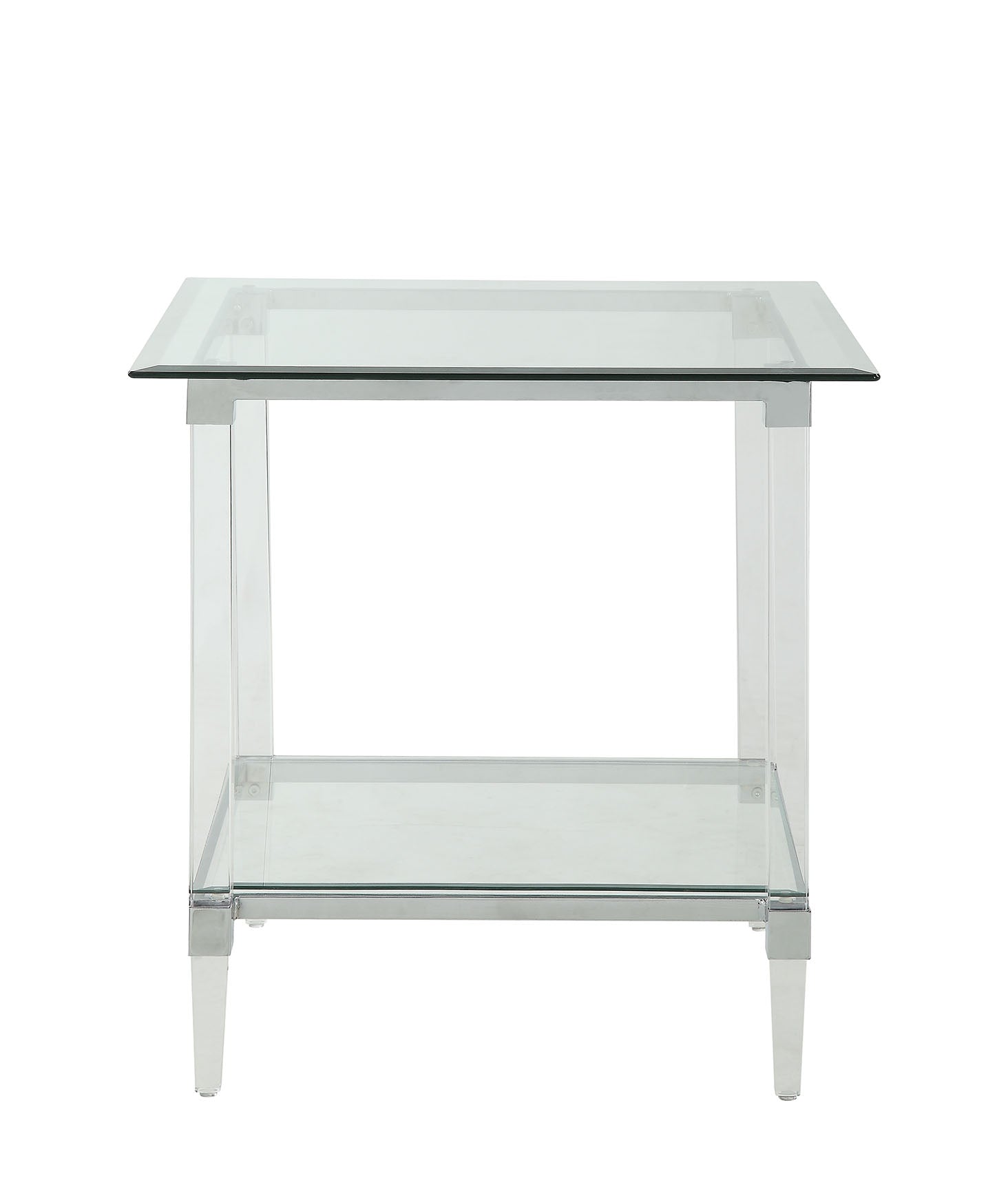 HomeRoots 24" x 24" x 24" Chrome Clear Acrylic And Glass End Table