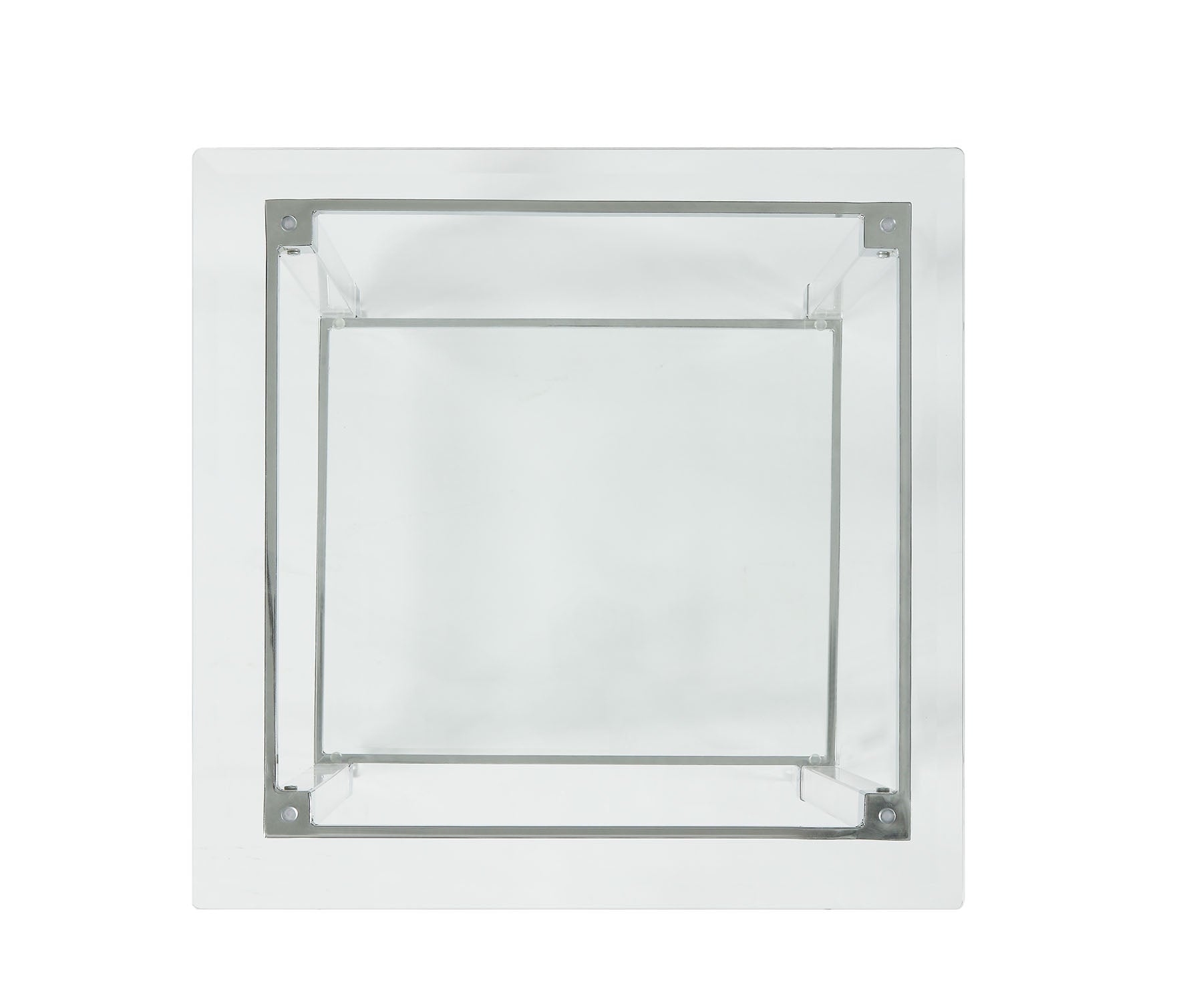 HomeRoots 24" x 24" x 24" Chrome Clear Acrylic And Glass End Table