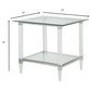 HomeRoots 24" x 24" x 24" Chrome Clear Acrylic And Glass End Table