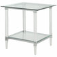 HomeRoots 24" x 24" x 24" Chrome Clear Acrylic And Glass End Table