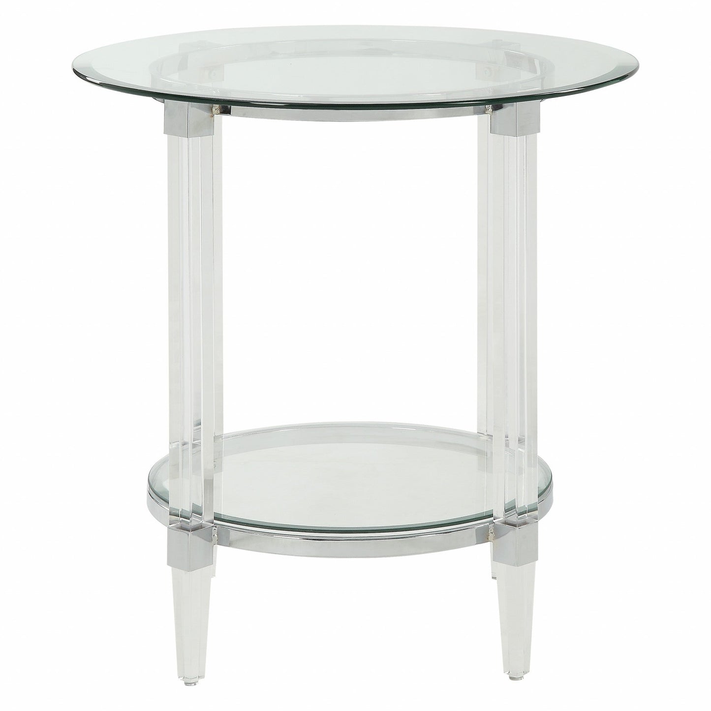 HomeRoots 24" x 24" x 24" Clear Acrylic And Glass End Table With Chrome Finish