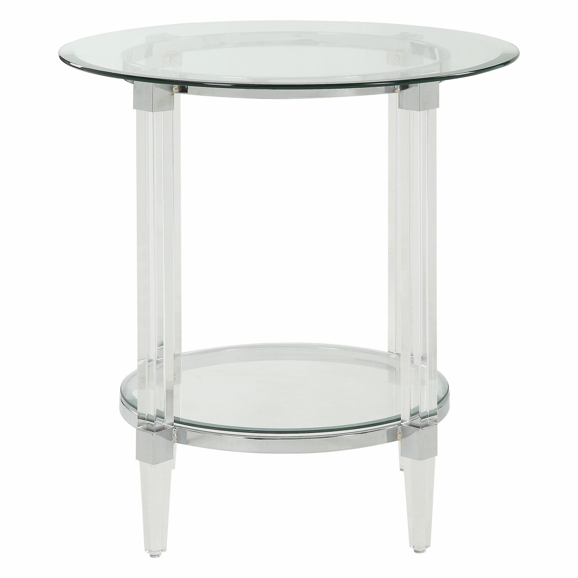 HomeRoots 24" x 24" x 24" Clear Acrylic And Glass End Table With Chrome Finish