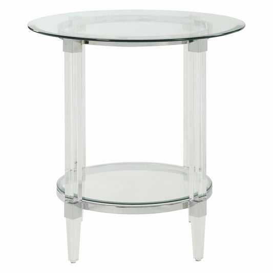 HomeRoots 24" x 24" x 24" Clear Acrylic And Glass End Table With Chrome Finish