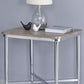 HomeRoots 24" x 24" x 24" Gray Oak And Chrome Metal Tube End Table