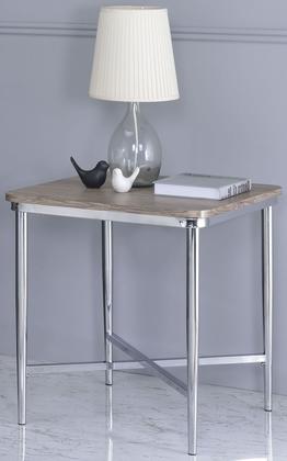 HomeRoots 24" x 24" x 24" Gray Oak And Chrome Metal Tube End Table