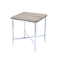 HomeRoots 24" x 24" x 24" Gray Oak And Chrome Metal Tube End Table