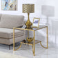 HomeRoots 24" x 24" x 24" Smoky Glass And Metal End Table in Antique Gold Finish