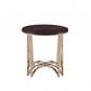 HomeRoots 24" x 24" x 24" Walnut And Champagne Metal End Table