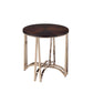 HomeRoots 24" x 24" x 24" Walnut And Champagne Metal End Table
