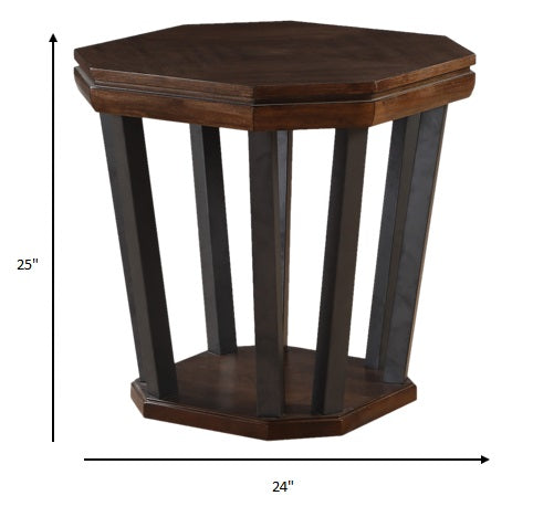 HomeRoots 24" x 24" x 25" Tobacco Poplar End Table