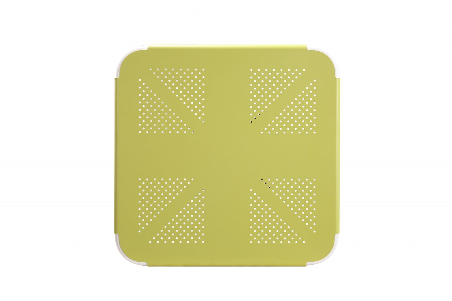 HomeRoots 24" x 24" x 30" Metal Folding Table With Yellow and White Finish