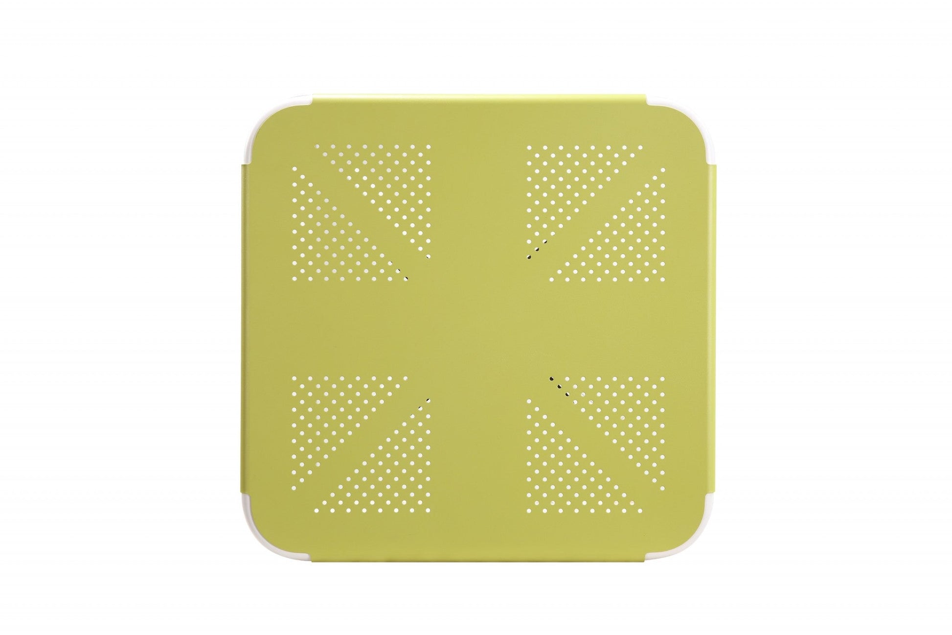 HomeRoots 24" x 24" x 30" Metal Folding Table With Yellow and White Finish